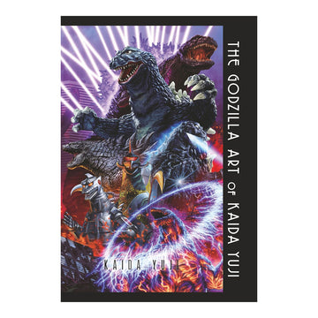 Book cover of 'The Godzilla Art of Kaida Yui' with a depiction of Godzilla and other monsters.